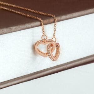 Trendy Styles Heart Designed With Dimond Rose Gold Chain Pendent