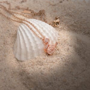 Trendy Style Duck Designed With Dimond Rose Gold Chain Pendent