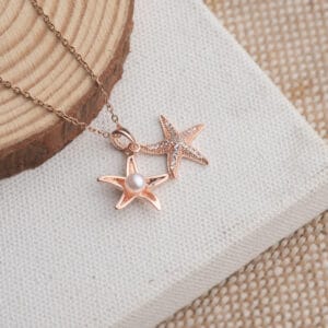 Trendy Style Star Pearl with Dimond Designed Rose Gold Chain Pendent
