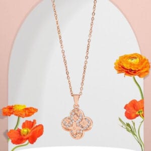 Trendy Style Squared w Designed Rose Gold Chain Pendent