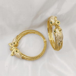 Trendy Peacock Designed with Mina Gold Bangles